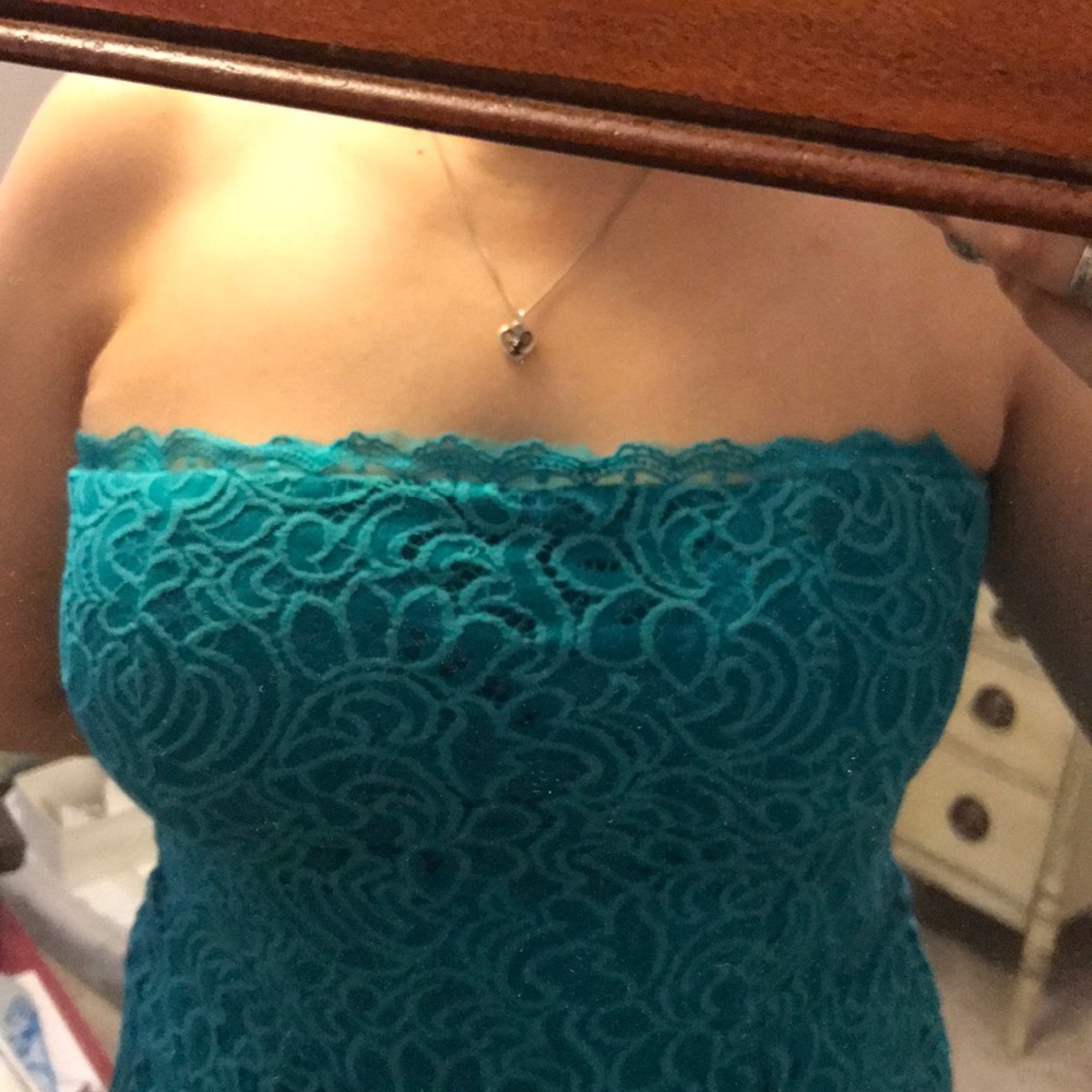 Aqua strapless dress